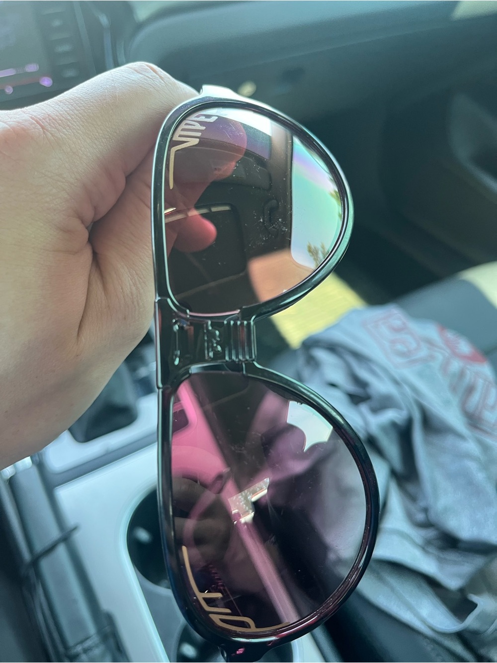 Pit Viper Sunglasses with Black Frame and Pink Lenses